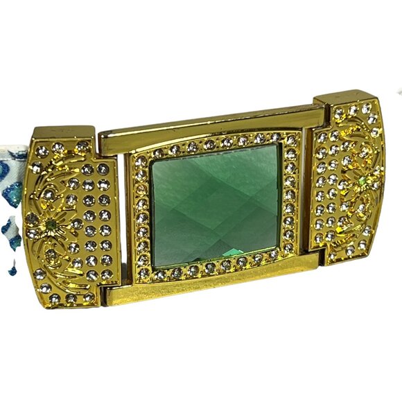 El General Leather Belt w/ Rhinestone Buckle & Blue Glitter Rhinestone Inlay main image 10